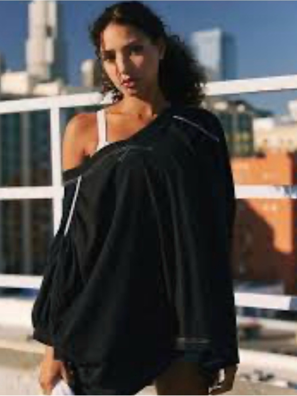 FP Movement by Free People Black Off-Shoulder Short Sleeve Top